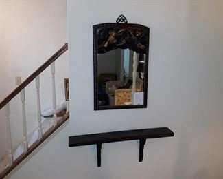 Chinese Carved Entry Mirror with Shelf