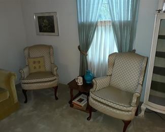 Wing Back Chairs, Side Table and More