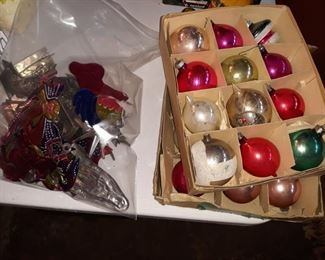 Tin Nativity Set, and Vintage Glass Ornaments