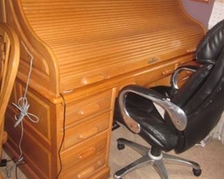 Two Roll Top Oak Desks