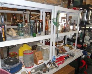 Several old Bottles and Jars