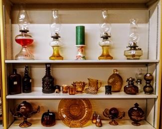 OIL LAMPS AND AMBER GLASS
