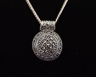 .925 Sterling Silver JUDITH JACK Art Nouveau Pendant Necklace
