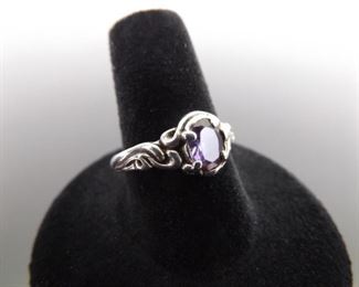 .925 Sterling Silver Celtic Oval Cut Amethyst Ring Size 8
