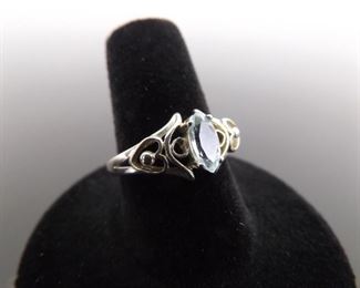 .925 Sterling Silver Marquise Crystal Ring Size 8
