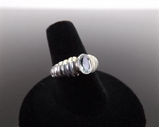 .925 Sterling Silver Topaz Crystal Ring Size 7.75
