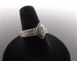 .925 Sterling Silver Diamond Ring Size 8

