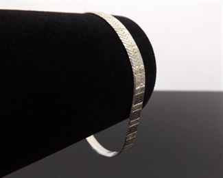 .925 Sterling Silver Etched Herringbone Bracelet
