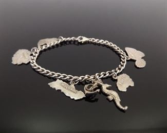 Vintage .925 Sterling Silver Hawaiian Islands Charm Bracelet
