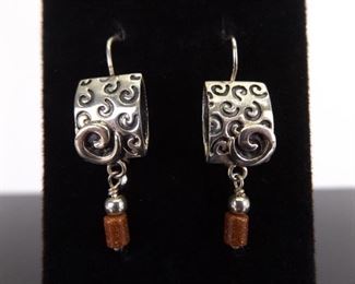 .925 Sterling Silver Artisan Hook Earrings
