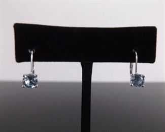 .925 Sterling Silver Faceted Topaz Clasp Hook Earrings
