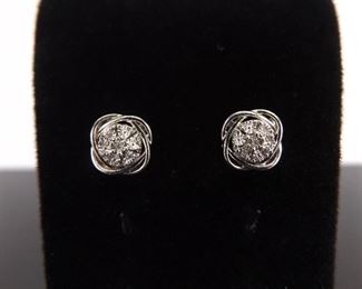 .925 Sterling Silver Nest Diamond Accented Post Earrings
