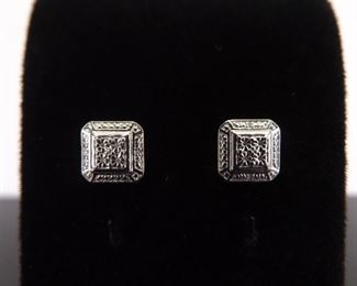 .925 Sterling Silver Diamond Accented Post Earrings
