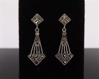 .925 Sterling Silver Art Nouveau Dangle Post Earrings
