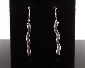 .925 Sterling Silver Artisan Dangle Hook Earrings
