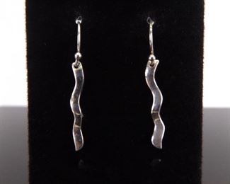 .925 Sterling Silver Artisan Dangle Hook Earrings