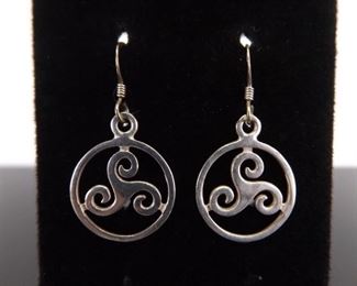 .925 Sterling Silver Celtic Dangle Hook Earrings
