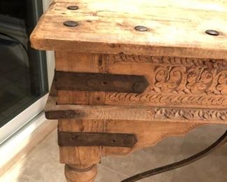Antique Rustic Wood Table with Interesting Details