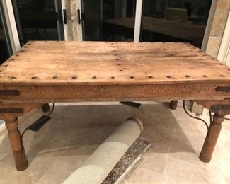 Antique Rustic Wood Table with Interesting Details