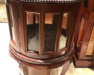 Round Wood & Glass Cabinet