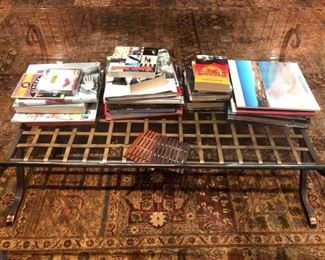 Metal & Glass Coffee Table with Assorted Books