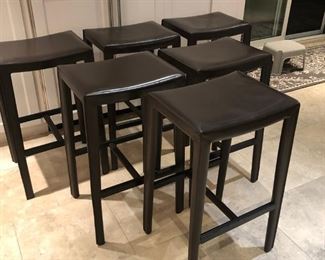 6 Handmade, Modern Stools with Leather Seats