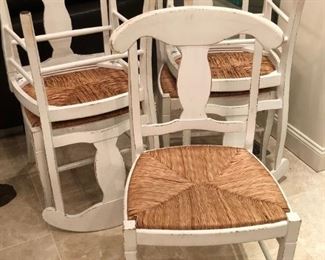 5 Wood and Caned Chairs