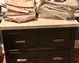 Marble topped 2 Drawer Cabinet with Linens