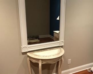 Mirror and Stenciled Demi-Lune Table