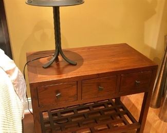 Wood Cabinet and Lamp