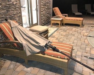 Patio Lounges, Side Tables and Umbrella