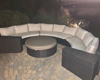Curved Patio Sectional with Round Coffee Table