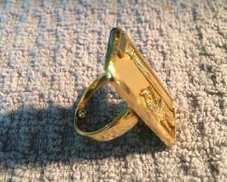 Custom high kt. Gold vintage story telling ring