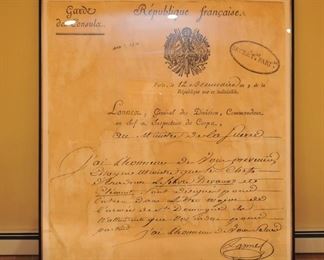 Restoration Hardware 1800 letter to French ministry of war