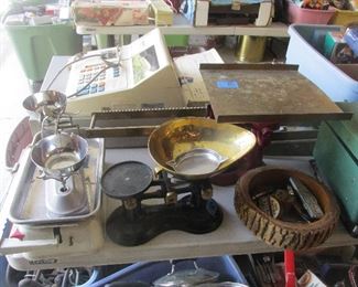 Vintage scales and cash register