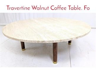 Lot 15 HARVEY PROBBER Round Travertine Walnut Coffee Table. Fo