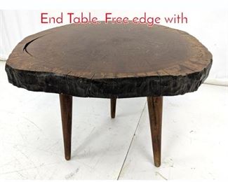 Lot 17 Natural Wood Tree Slice Side End Table. Free edge with 