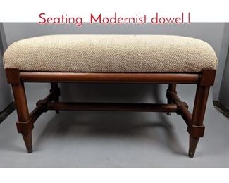 Lot 29 Decorator Dark Stained Bench Seating. Modernist dowel l
