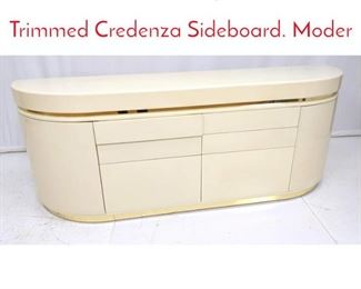 Lot 33 Cream Lacquered Brass Trimmed Credenza Sideboard. Moder