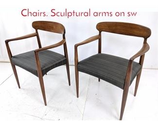 Lot 49 Pr Johannes Andersen Arm Chairs. Sculptural arms on sw