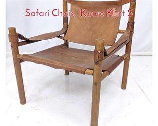 Lot 54 Brown Leather Sling Lounge Safari Chair. Kaare Klint S