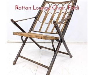 Lot 55 French Style Woven Cane Seat Rattan Lounge Chair. Foldi