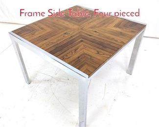 Lot 57 Modernist Rosewood Chrome Frame Side Table. Four pieced
