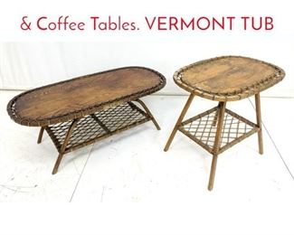 Lot 60 Pr Oak Frame Snowshoe Side  Coffee Tables. VERMONT TUB