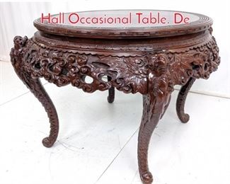 Lot 74 Heavily Carved Chinese Center Hall Occasional Table. De
