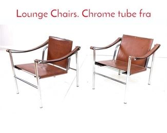 Lot 77 Pr LE CORBUSIER LC1 5277 Lounge Chairs. Chrome tube fra