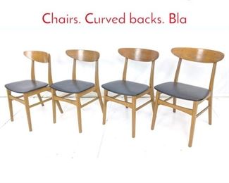 Lot 81 Set 4 Danish Teak Dining Side Chairs. Curved backs. Bla
