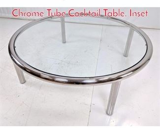 Lot 97 Large Modernist Round Chrome Tube Cocktail Table. Inset