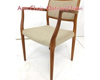 Lot 98 Niels O. Moller Teak Modernist Arm Chair. Oatmeal fabri