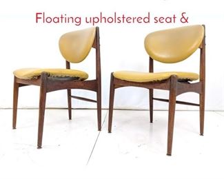 Lot 101 Pr Teak Side Dining Chairs. Floating upholstered seat 